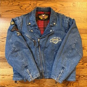 XL Vintage Harley-Davidson Blue Denim Flannel Lined Panhead V-Twin Heavy Jacket